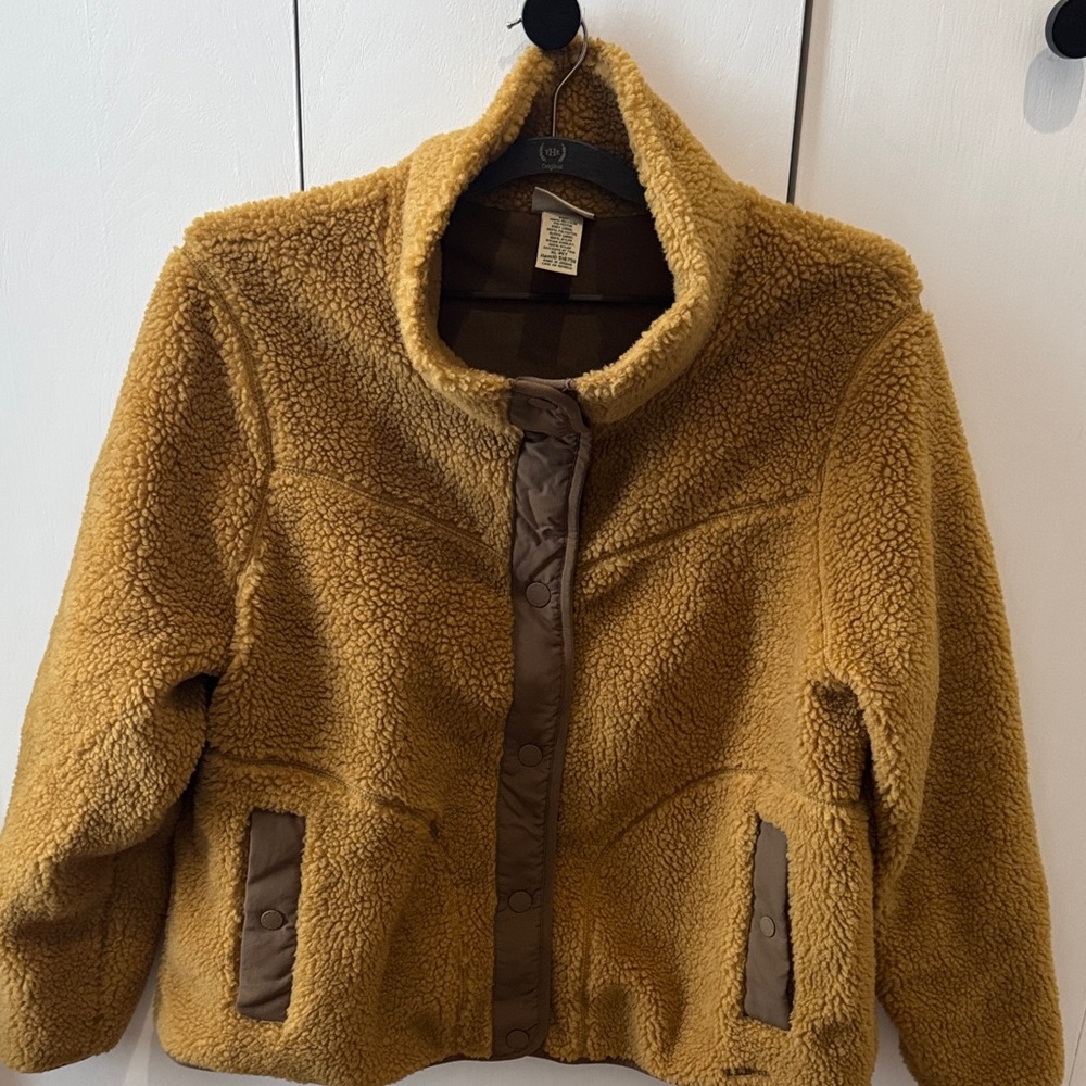 LL Bean Sherpa fleece jacket XL petite antique gold color